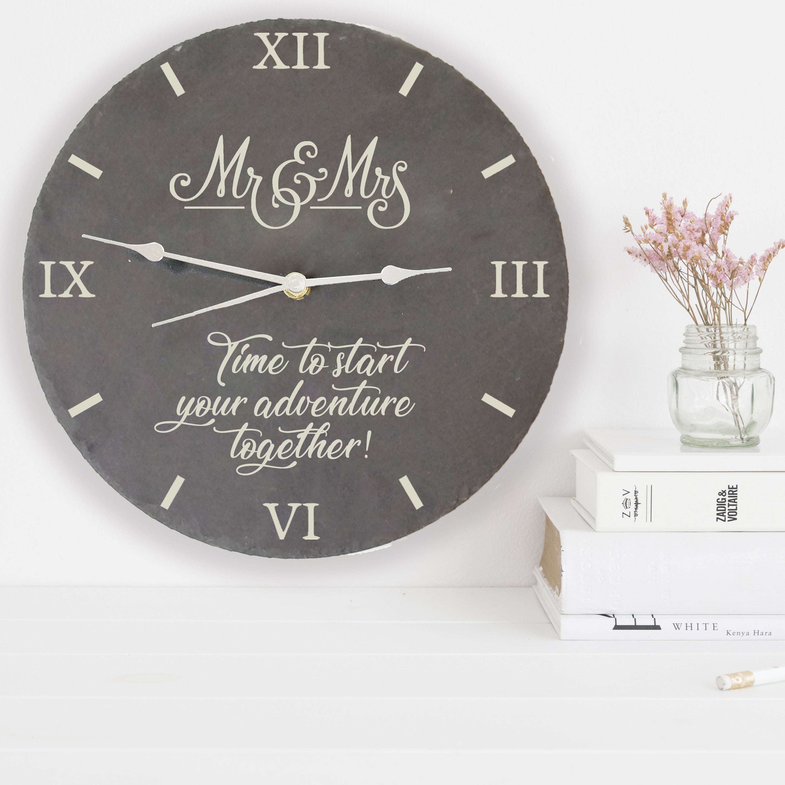 Time To Start Your Adventure Together Slate Clock