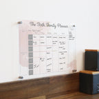 Personalised wipeable perspex family planner, organiser, weekly planner, mum planner, 30 by 40cms gold and rose
