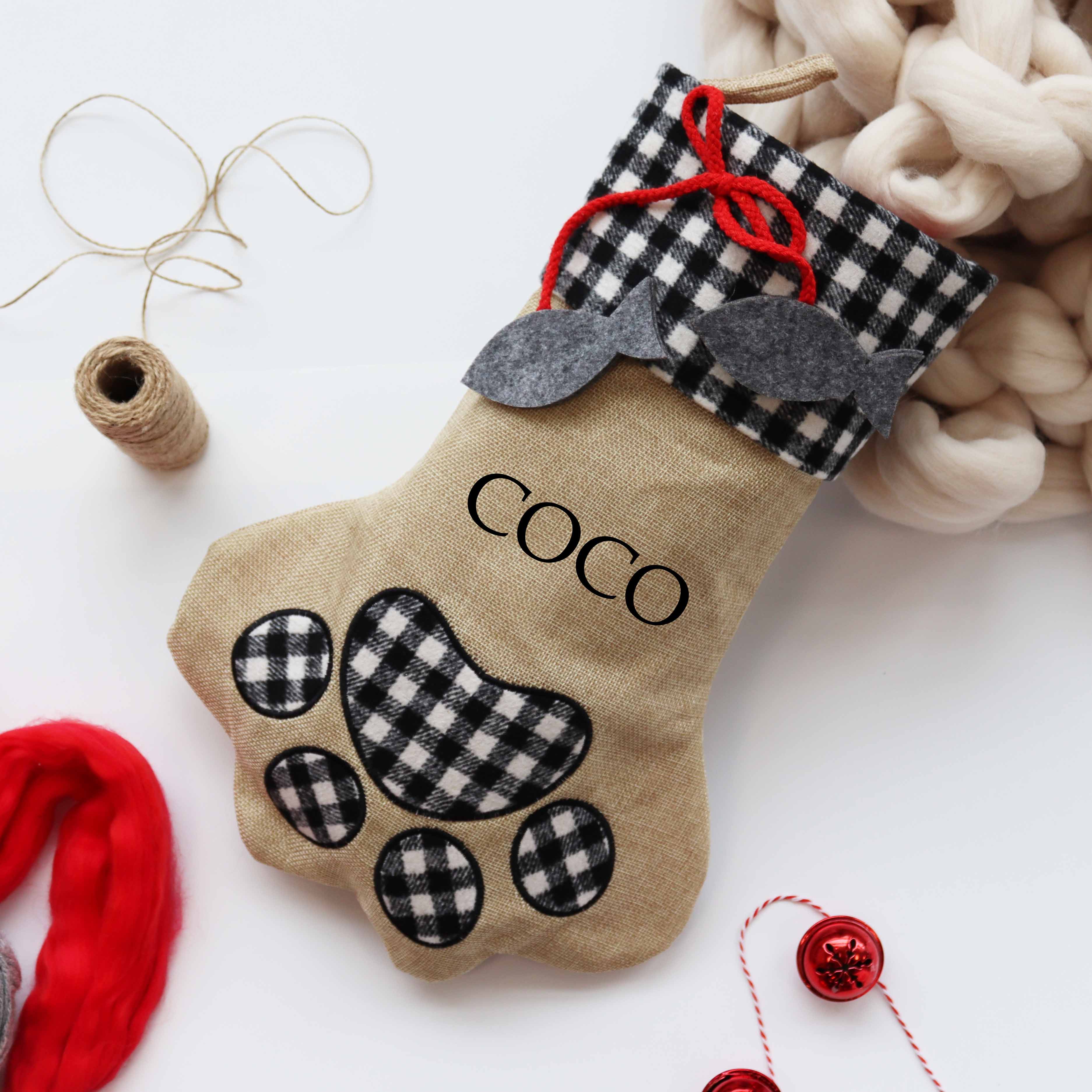Personalised Luxury Plaid Cat Stocking