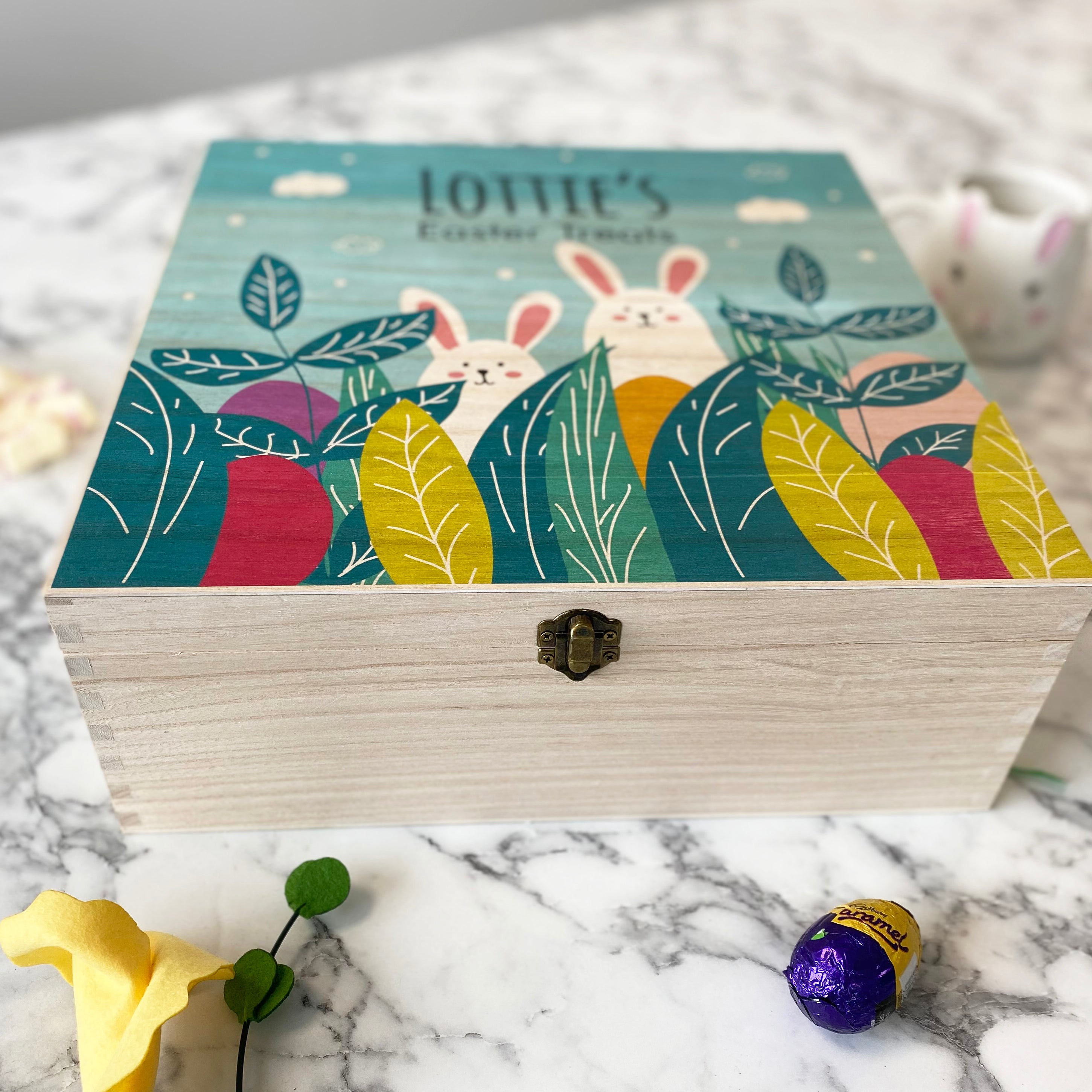 Personalised Printed Wooden Easter Treat Box