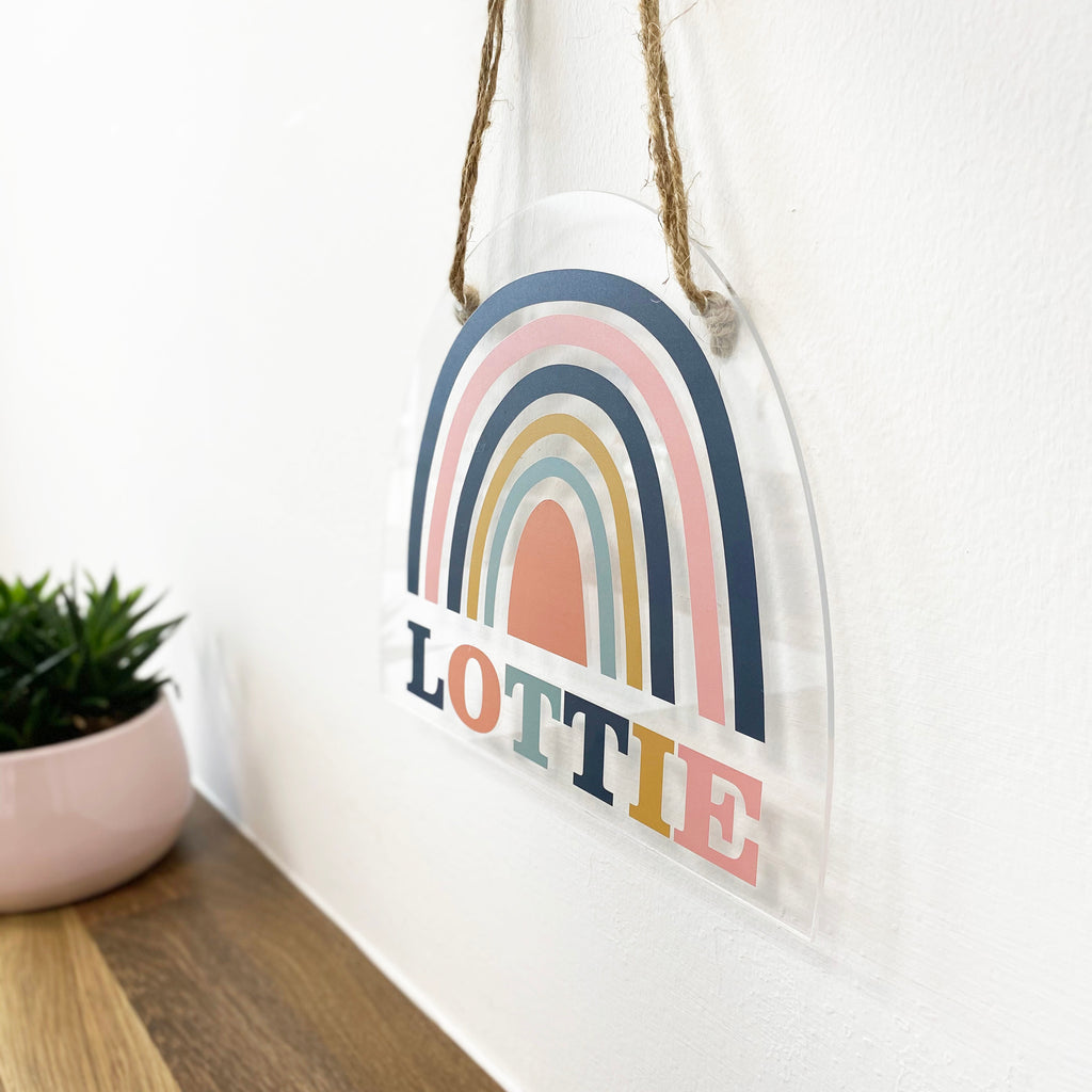 Muted Rainbow Hanging Room Sign