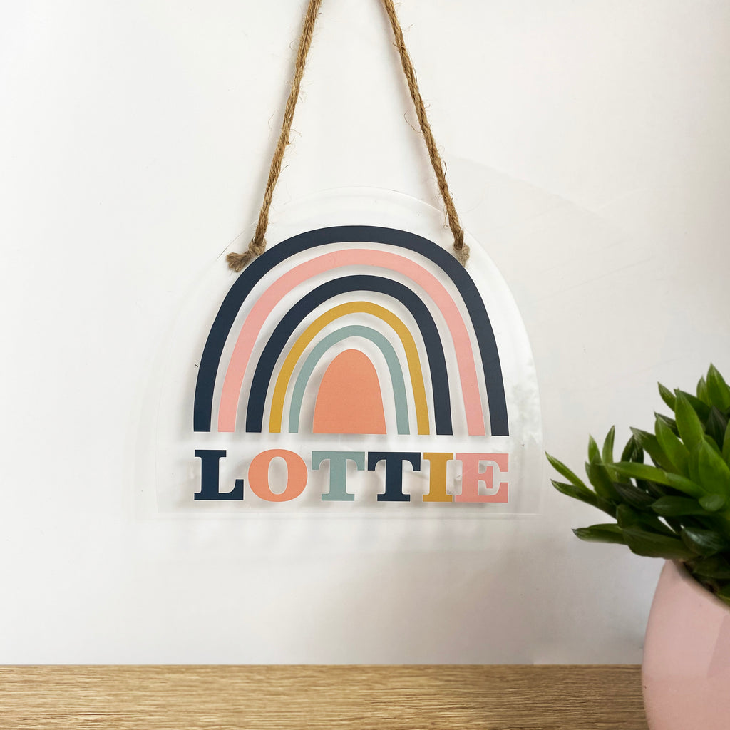 Muted Rainbow Hanging Room Sign