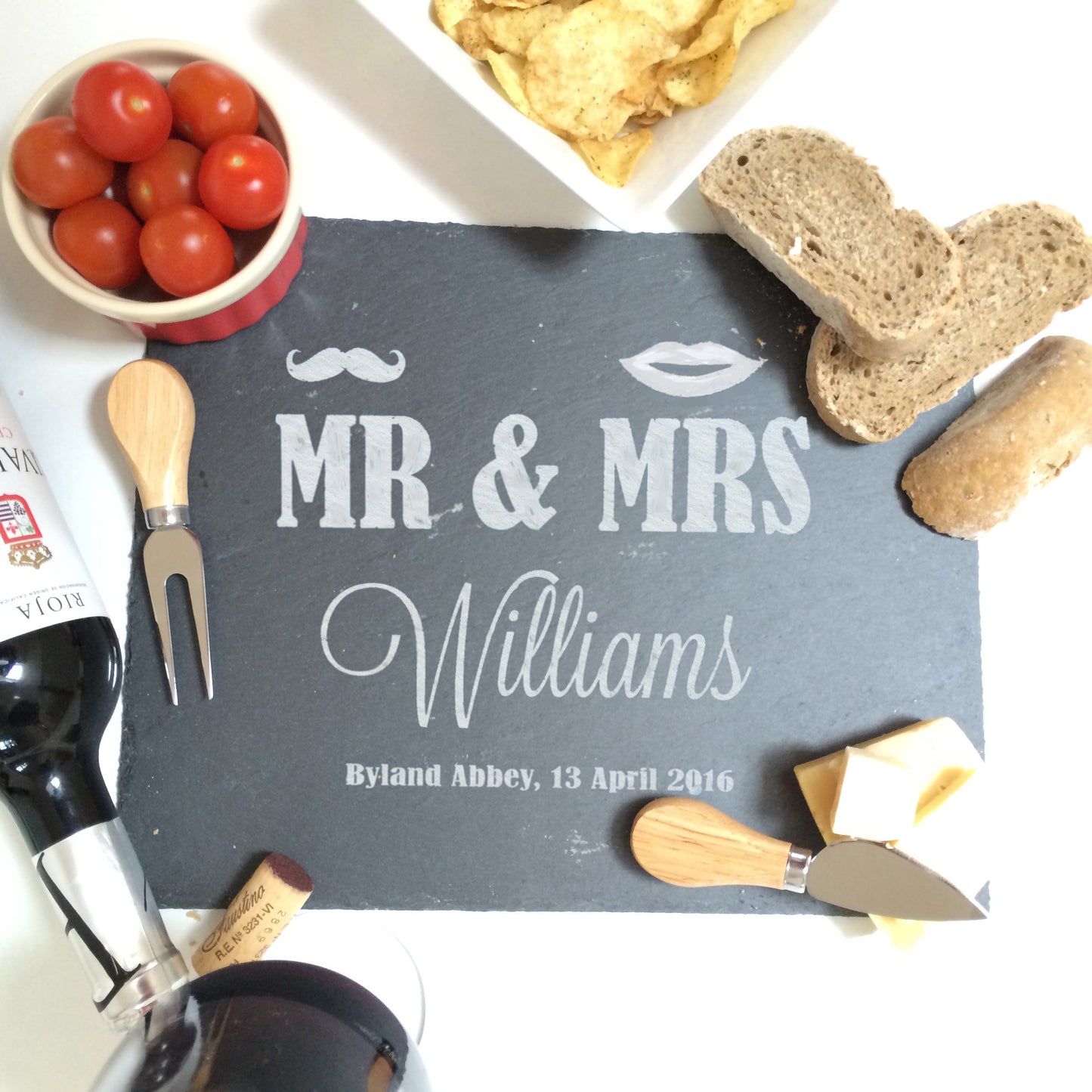 Mr & Mrs Moustache & Lips Cheese Board