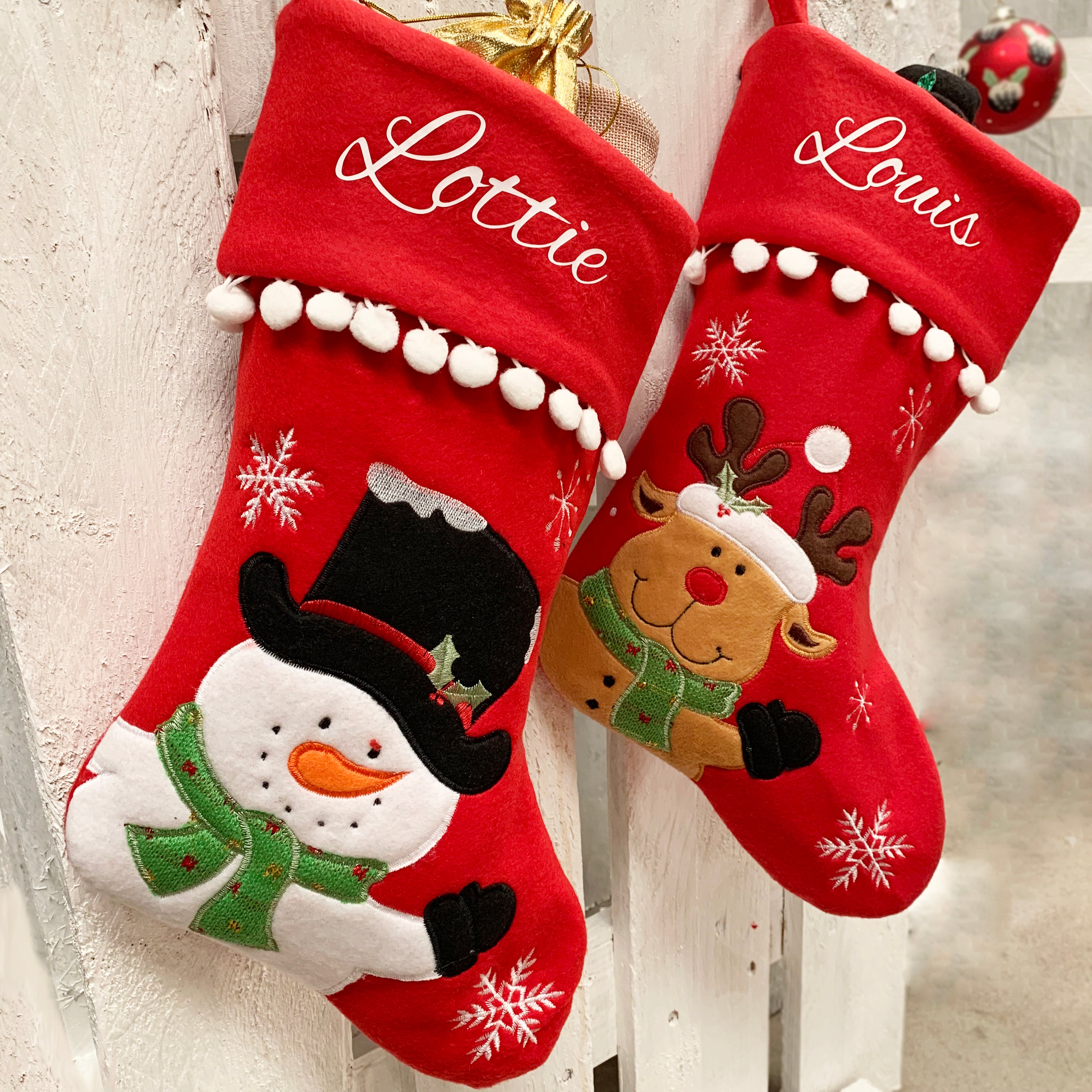 Snowman Or Reindeer Personalised Stocking