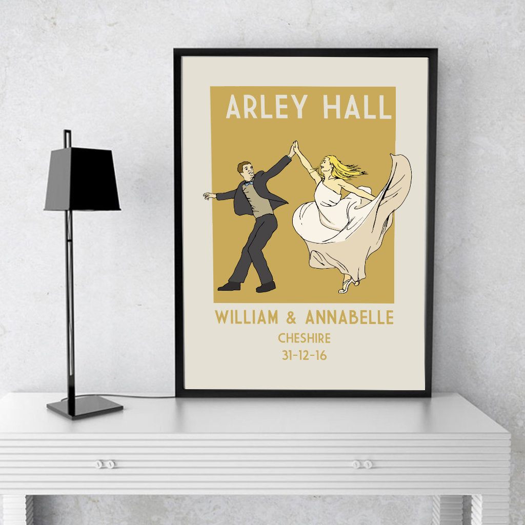Customisable hair colours on personalised wedding print for couples