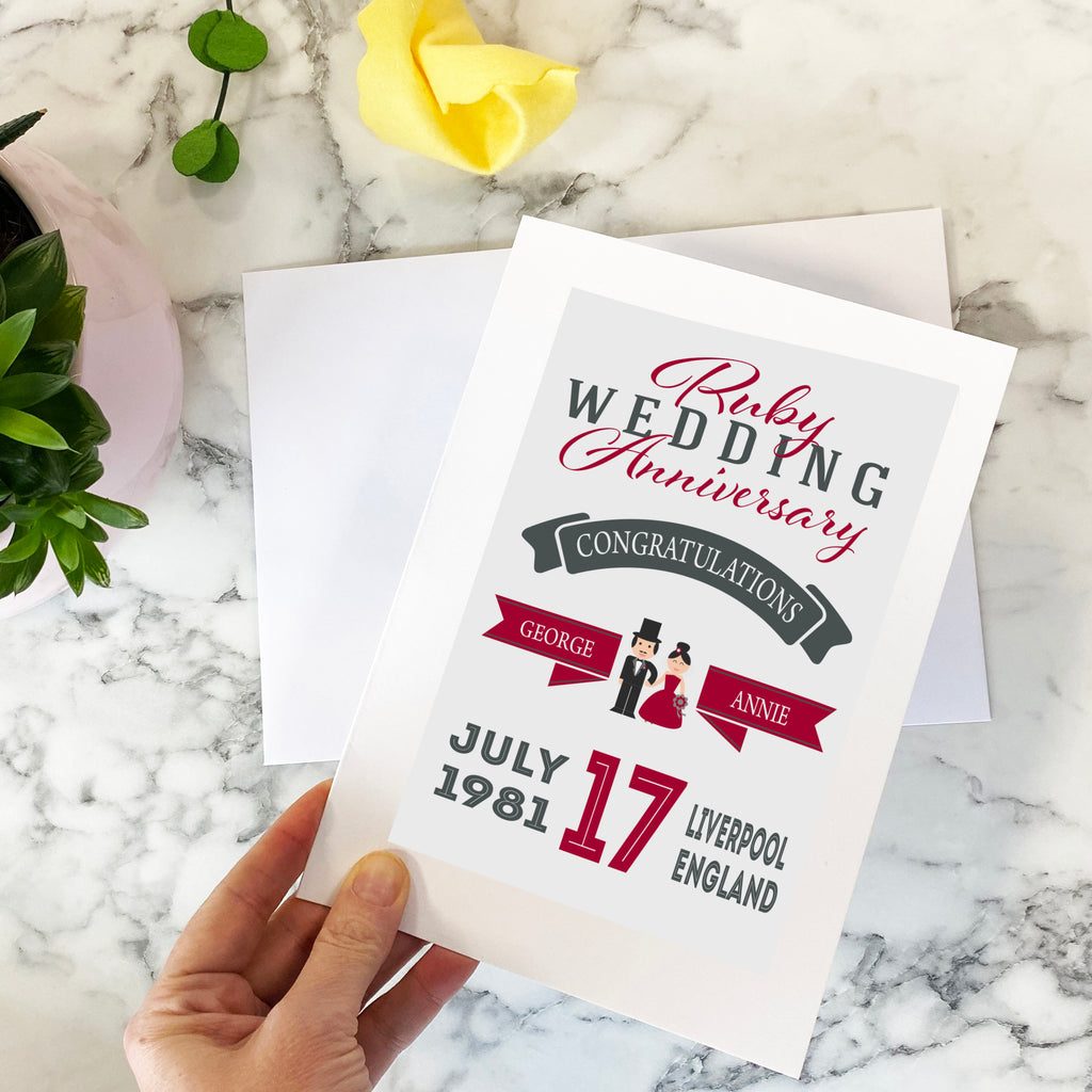 Personalised Ruby Wedding Anniversary Card