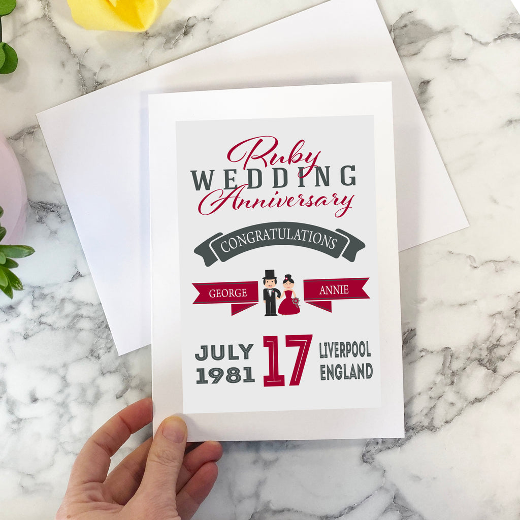 Personalised Ruby Wedding Anniversary Card