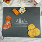 Rustic engraved holiday cheese board for festive entertaining