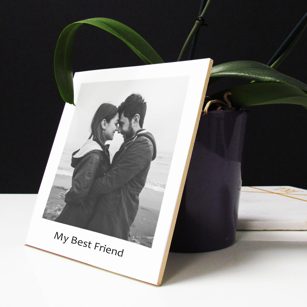 Custom ceramic photo tile with names and date