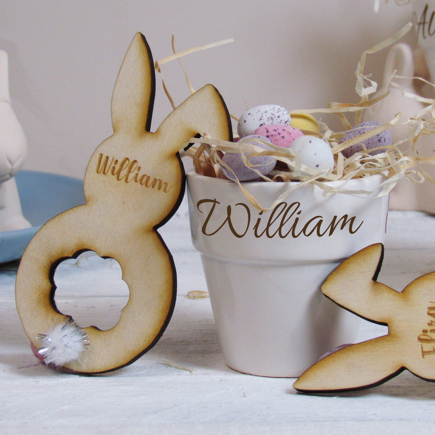Easter Bunny Napkin Ring Name Place Setting