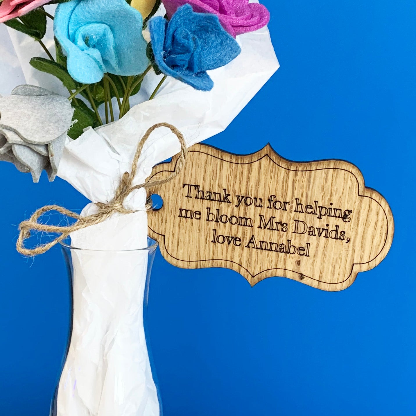 Personalised Thank You Teacher Felt Flower Bouquet