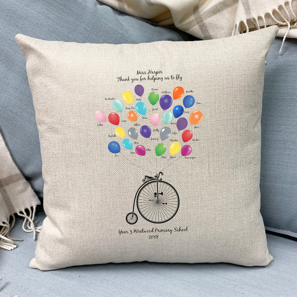 Personalised Thank You Teacher Cushion - Balloon