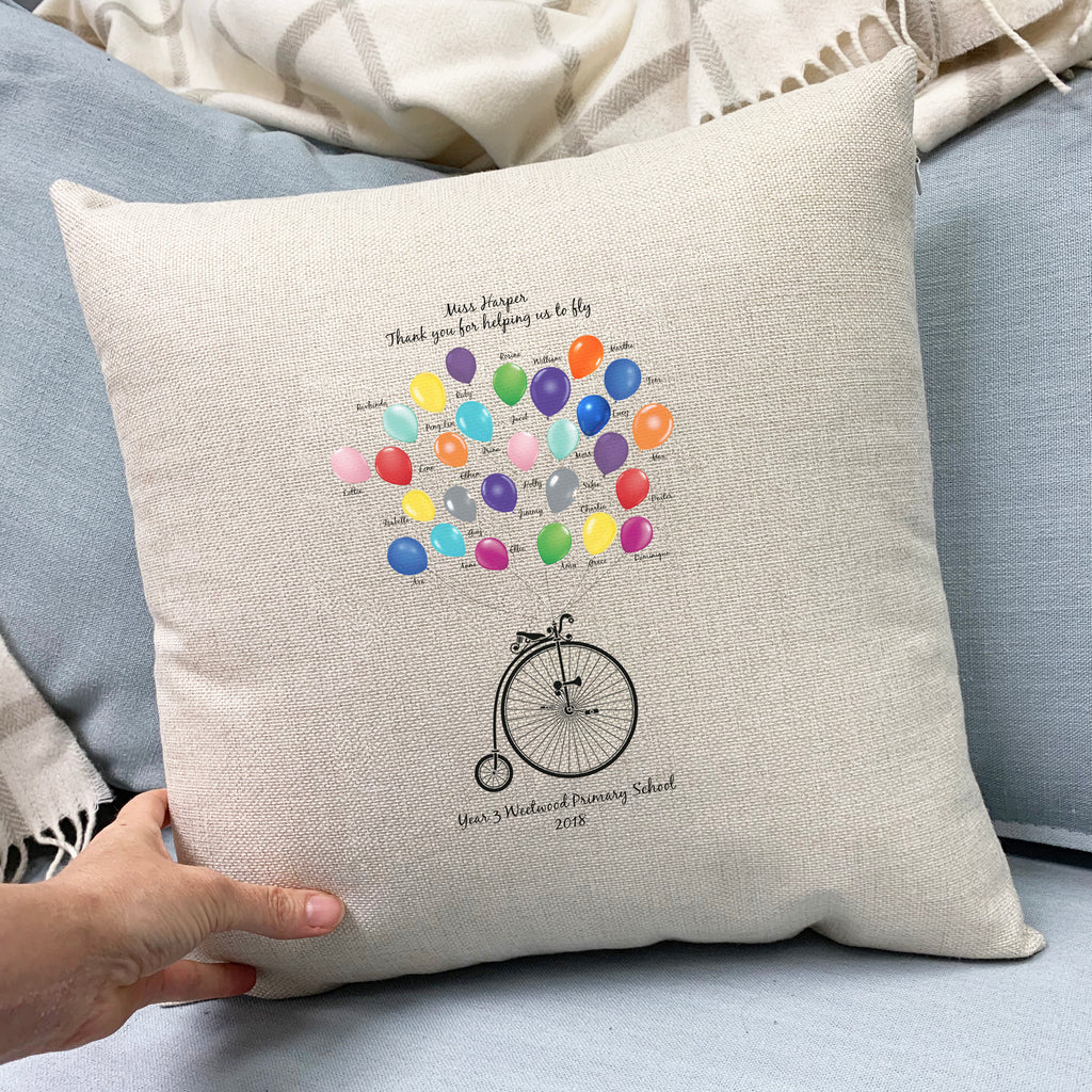 Personalised Thank You Teacher Cushion - Balloon