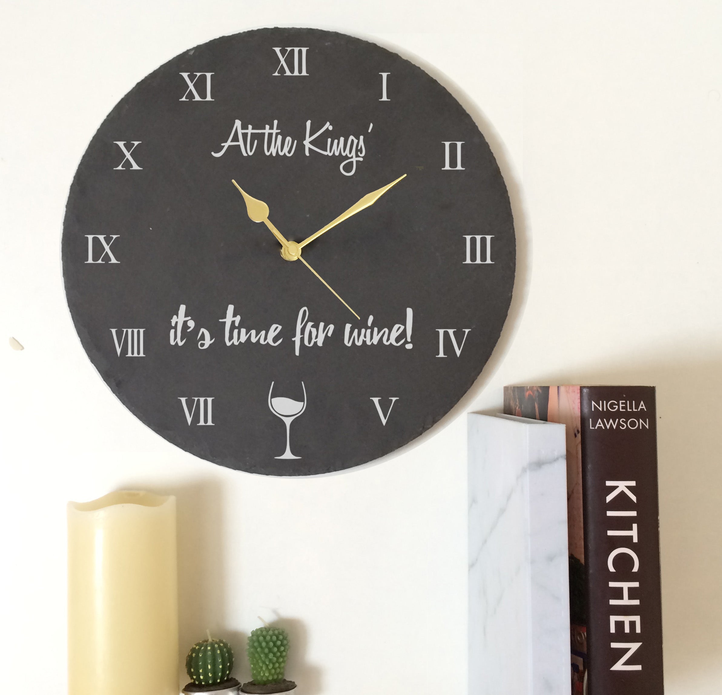 Personalised Slate Clock 'Time For Wine'