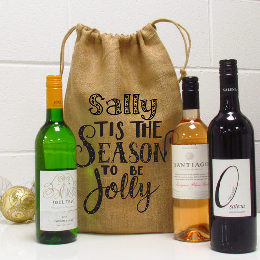 Tis The Season To Be Jolly Christmas Wine Gift Bag