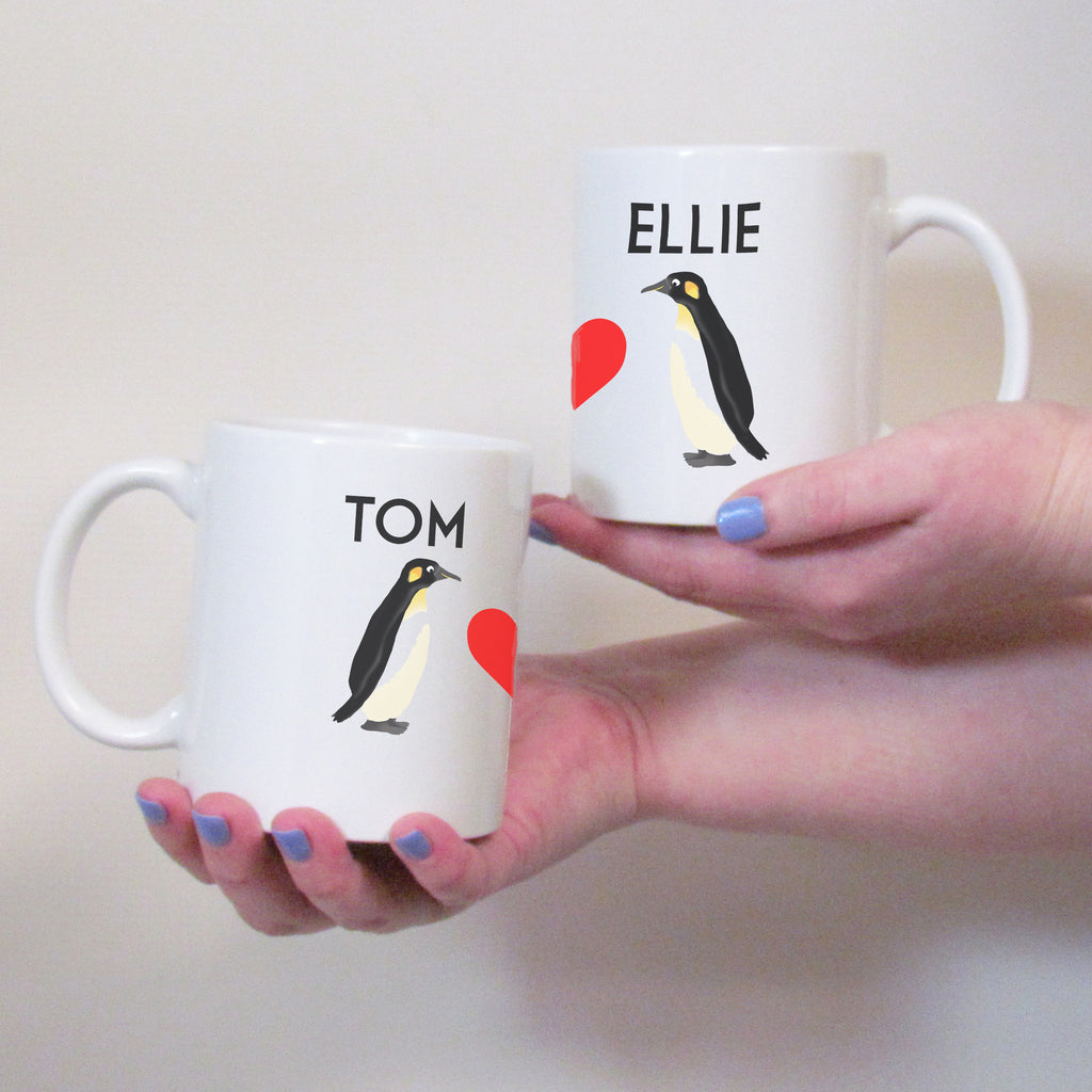 Valentine’s Day penguin couple mug set