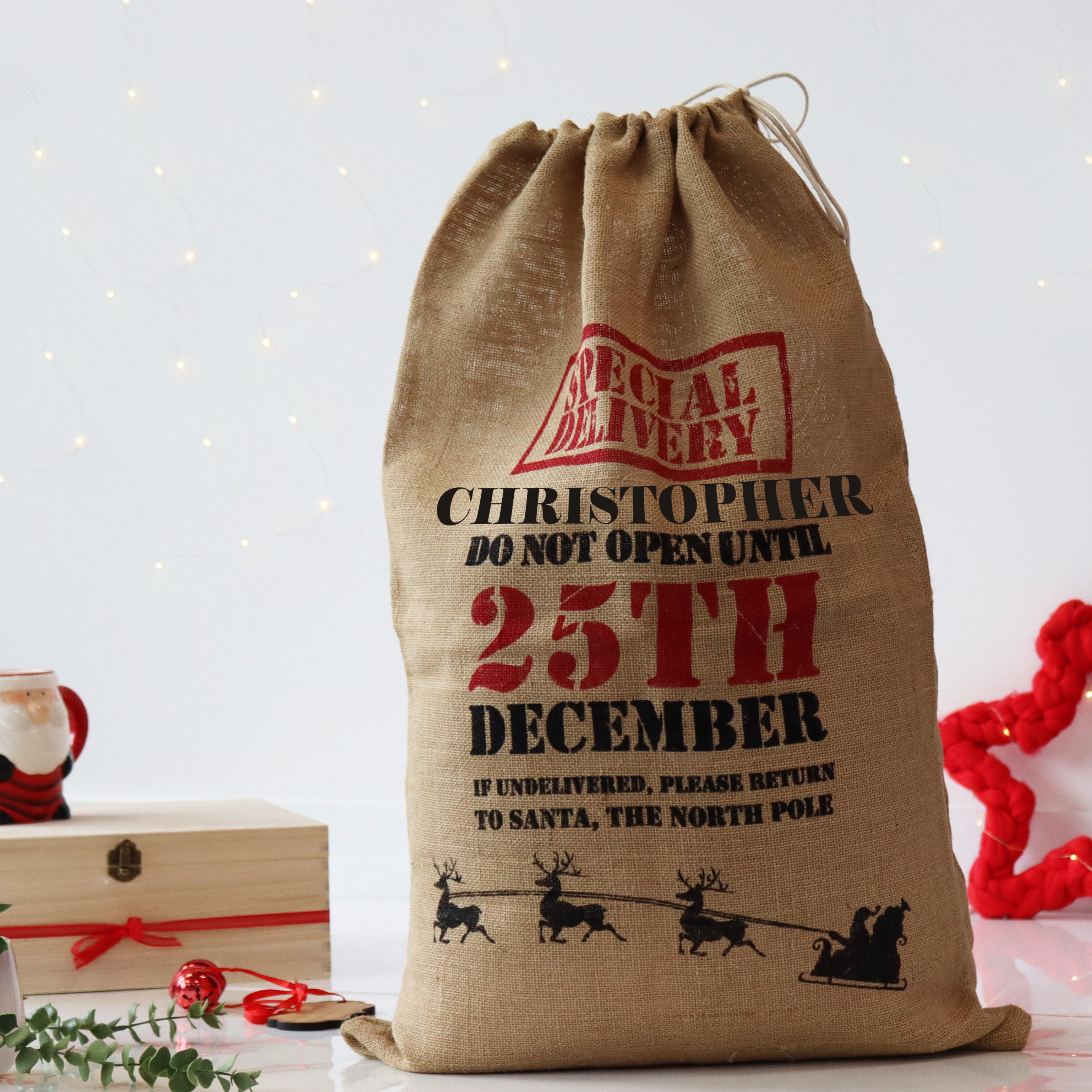 Personalised Vintage Style Santa Present Sack