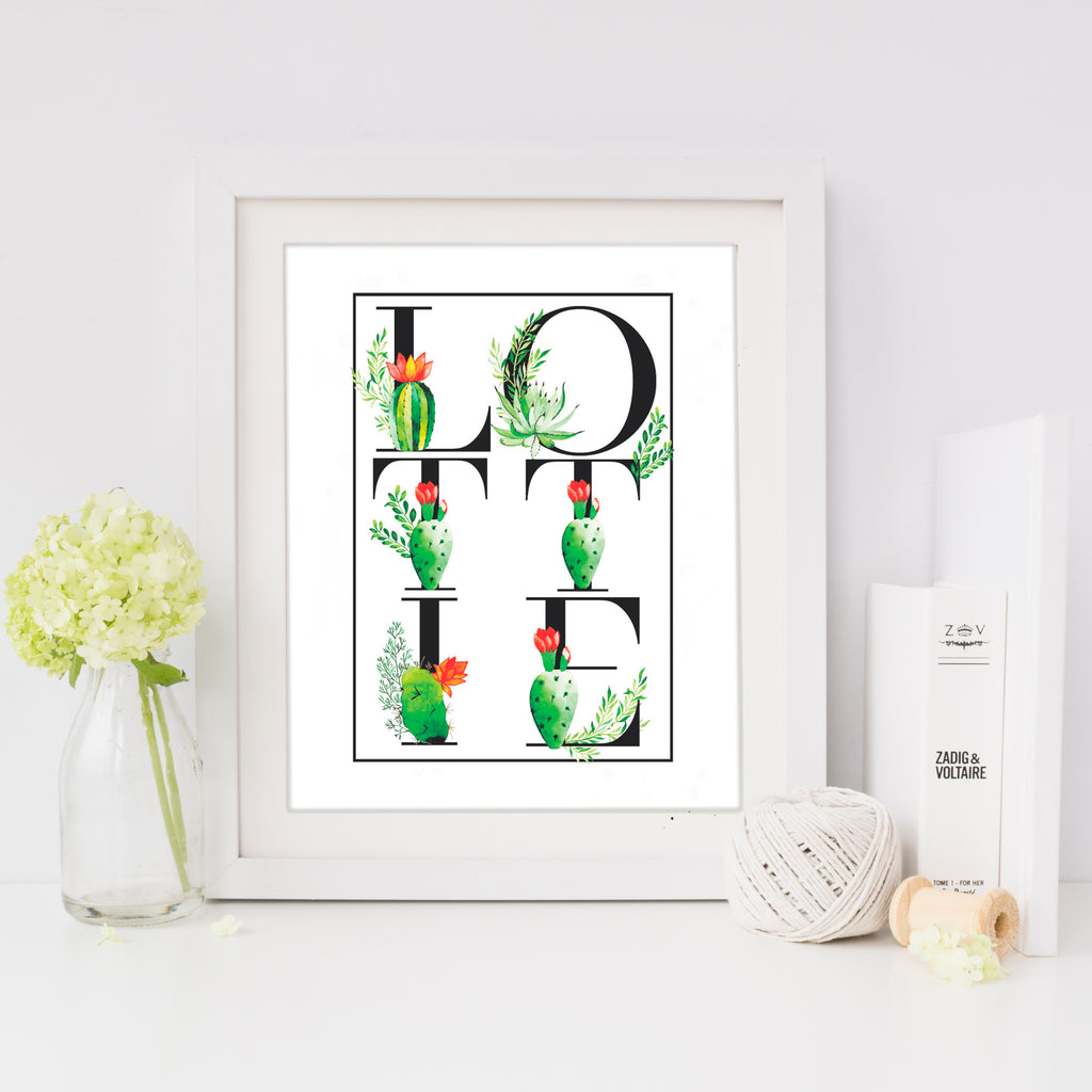 Personalised Succulent Cactus Name Print