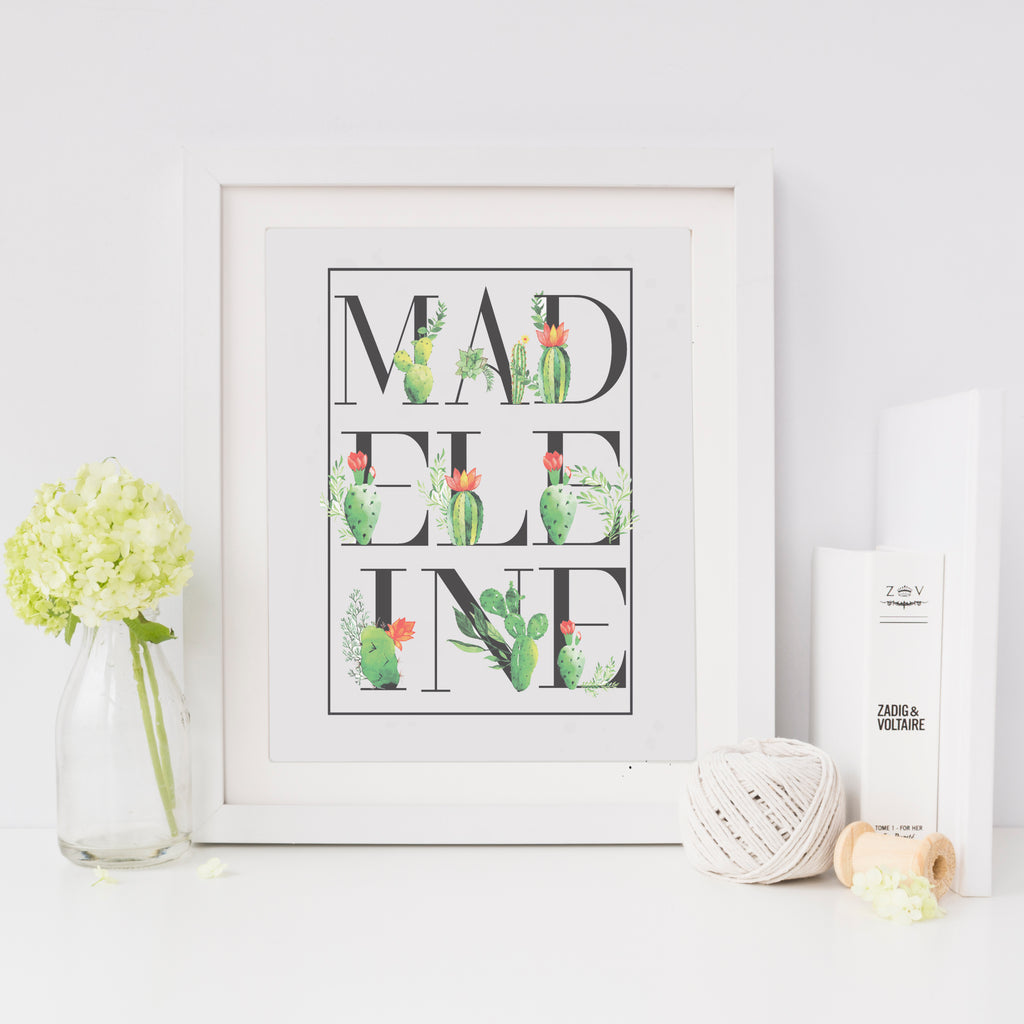 Personalised Succulent Cactus Name Print
