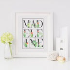 Personalised Succulent Cactus Name Print