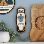 Wooden personalised bottle opener for home bar or man cave