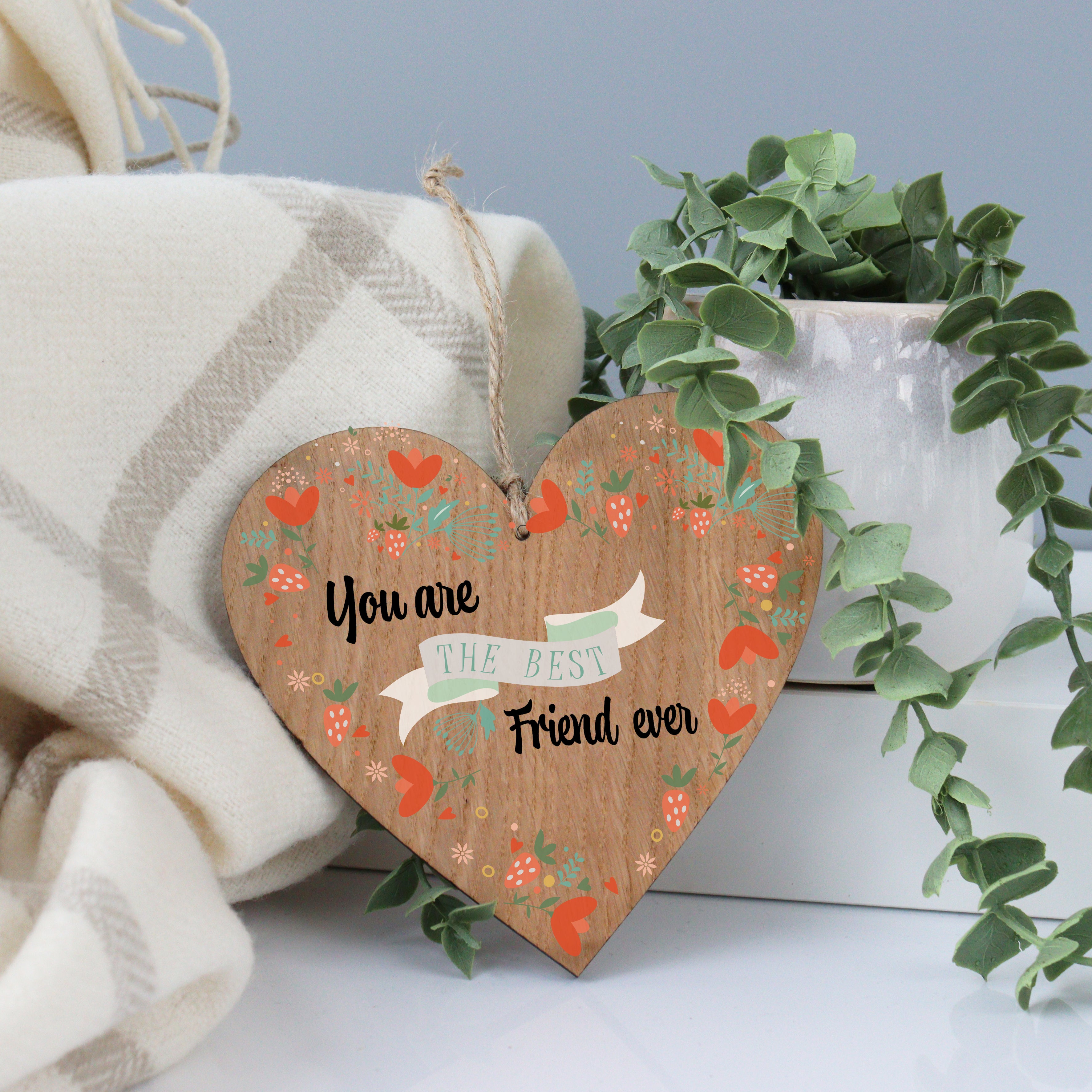 Best friend printed wooden heart