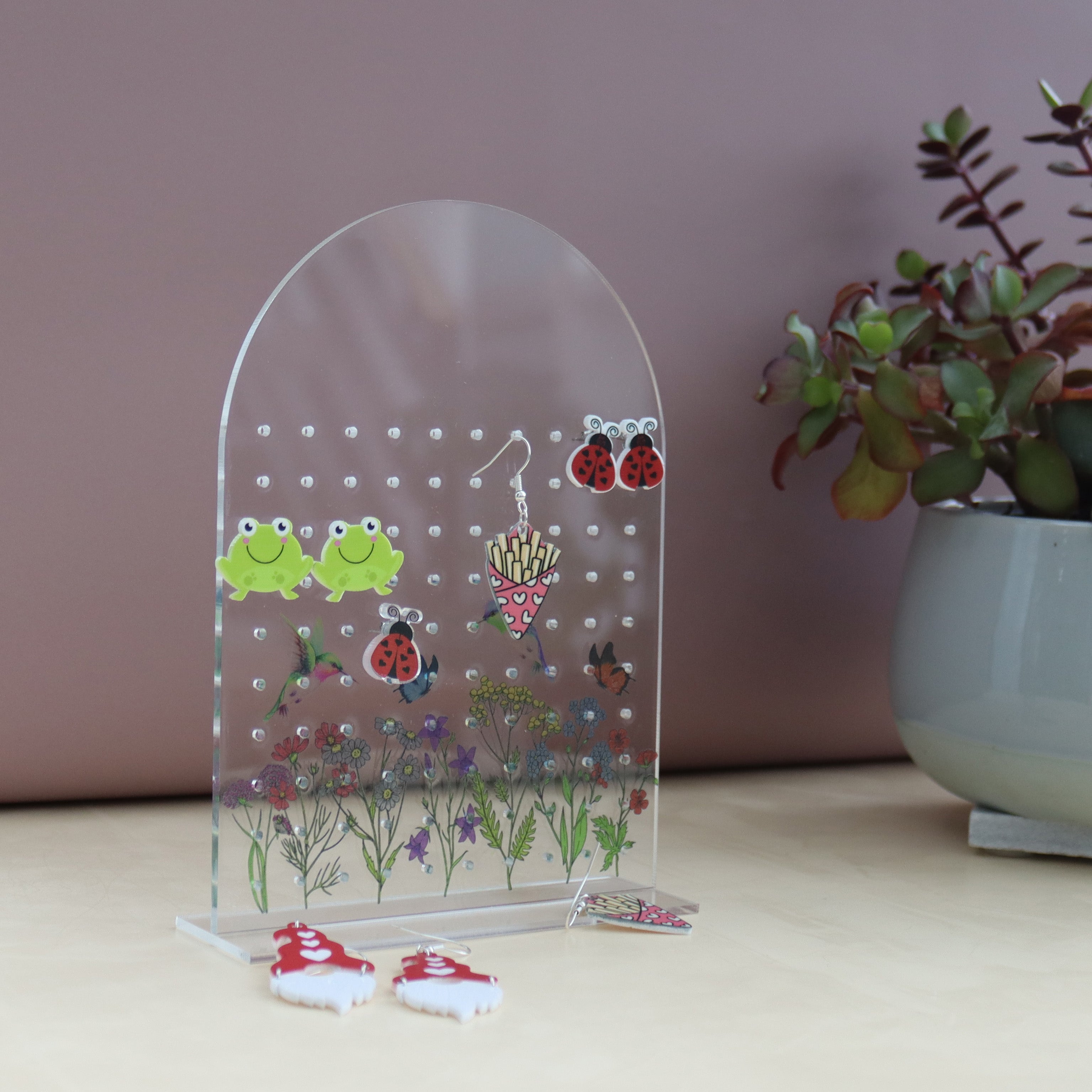 personalised acrylic earring holder can hold 50 sets of earrings
