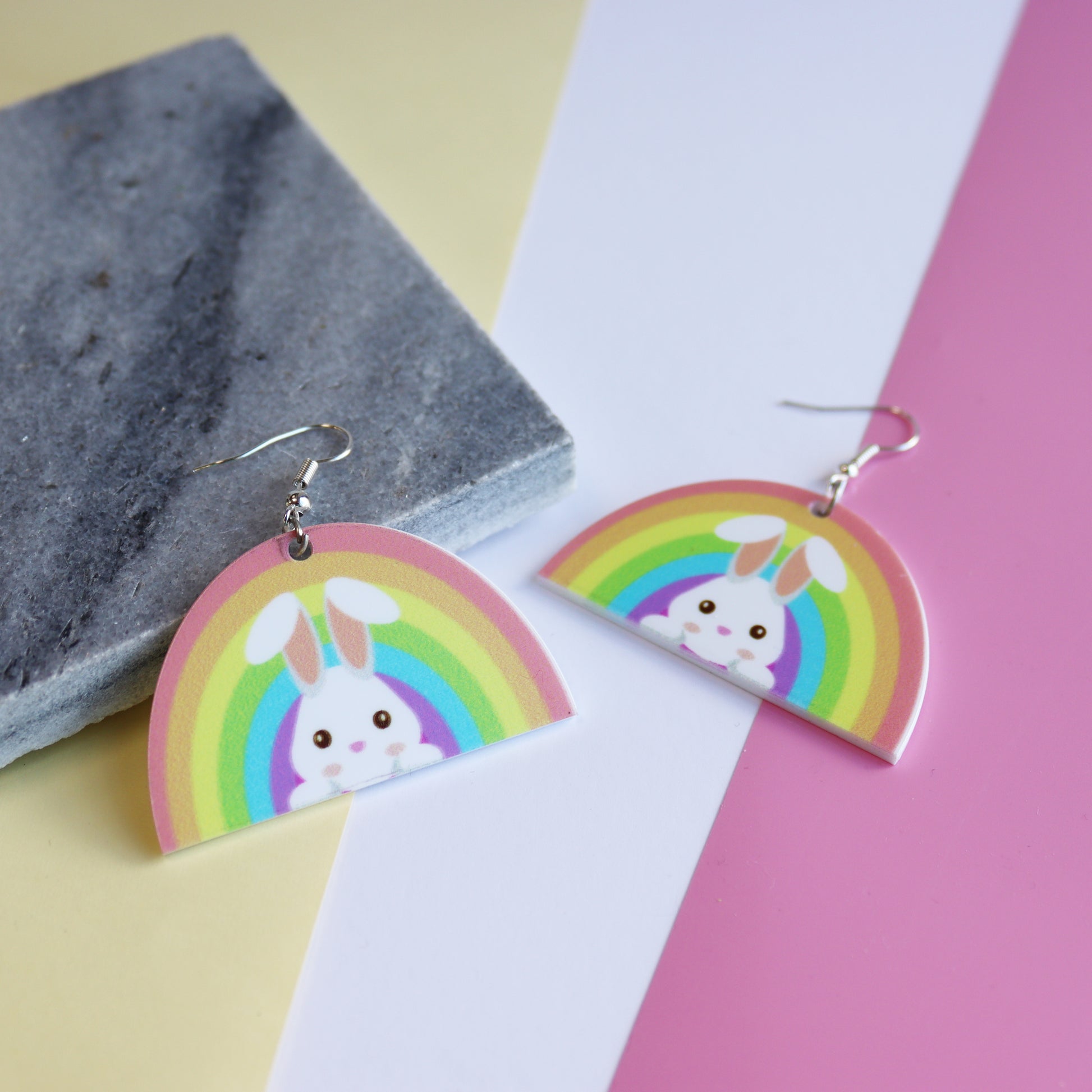 acrylic easter rainbow earrings
