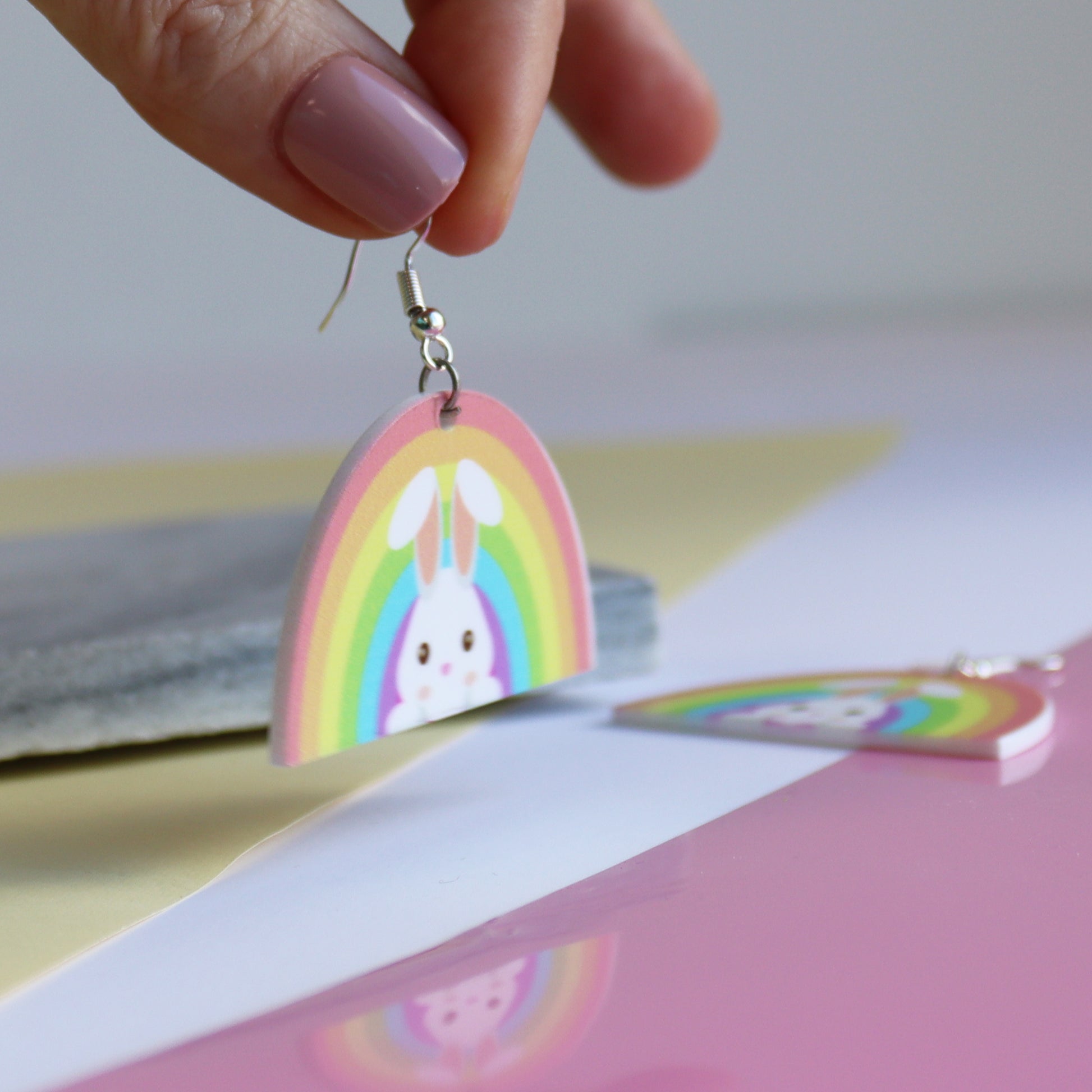 acrylic rainbow earrings costume jewellery