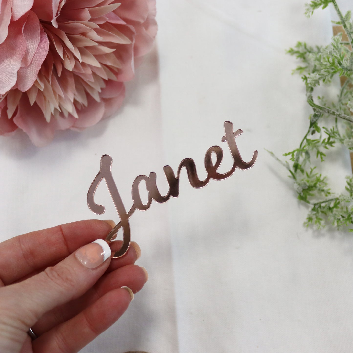 Rose Gold Acrylic Name Place Table Settings