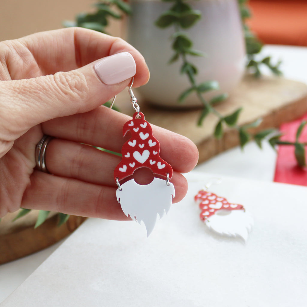 Gnome Valentine Love Earrings