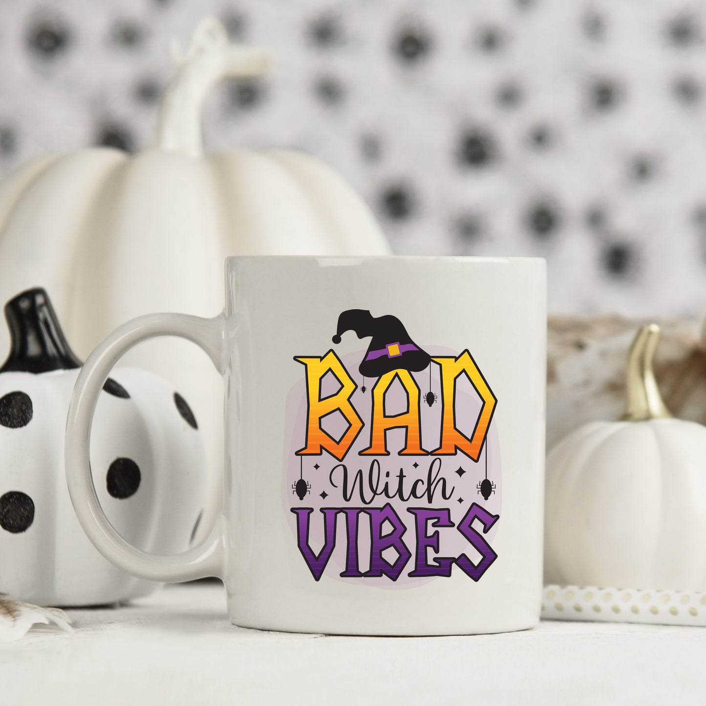 bat witch vibes funny halloween mug halloween white mug