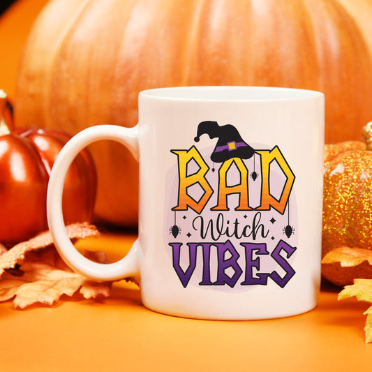 bat witch vibes funny halloween mug halloween white mug orange white quirky halloween mug