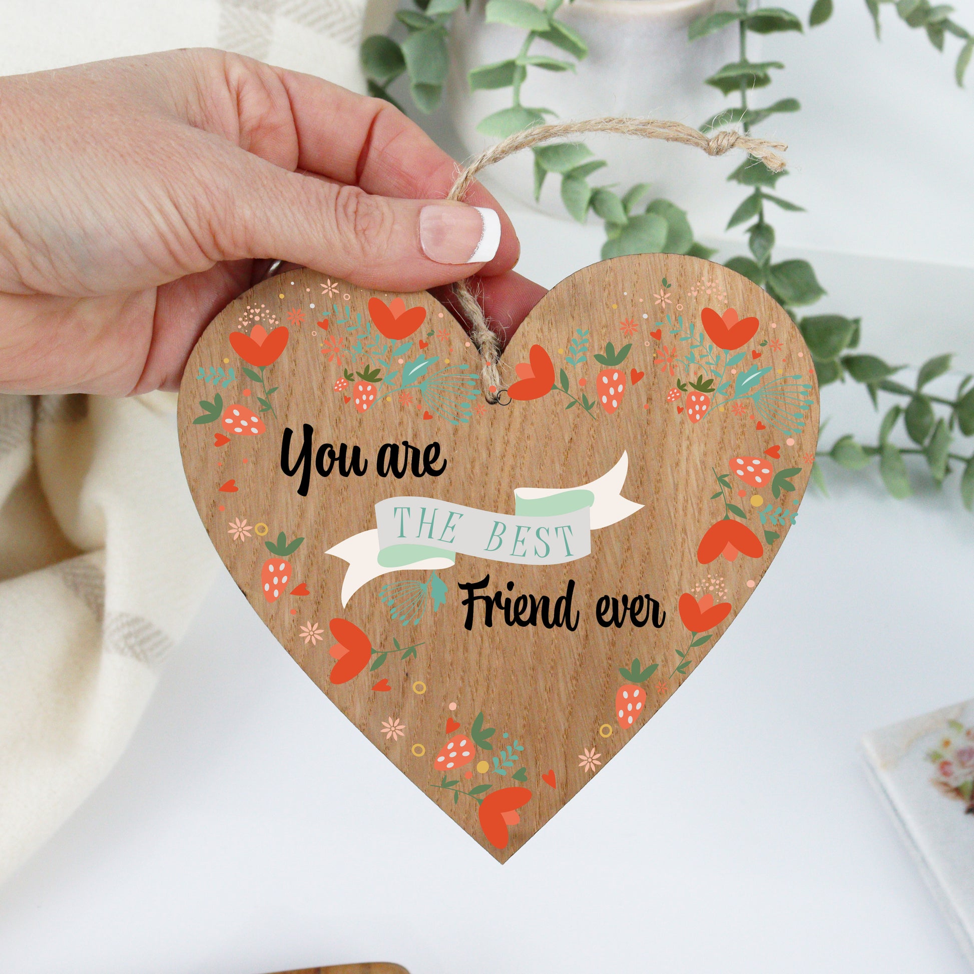 Best friend printed wooden heart