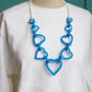 blue heart acrylic necklace statement colourful bold bright necklace