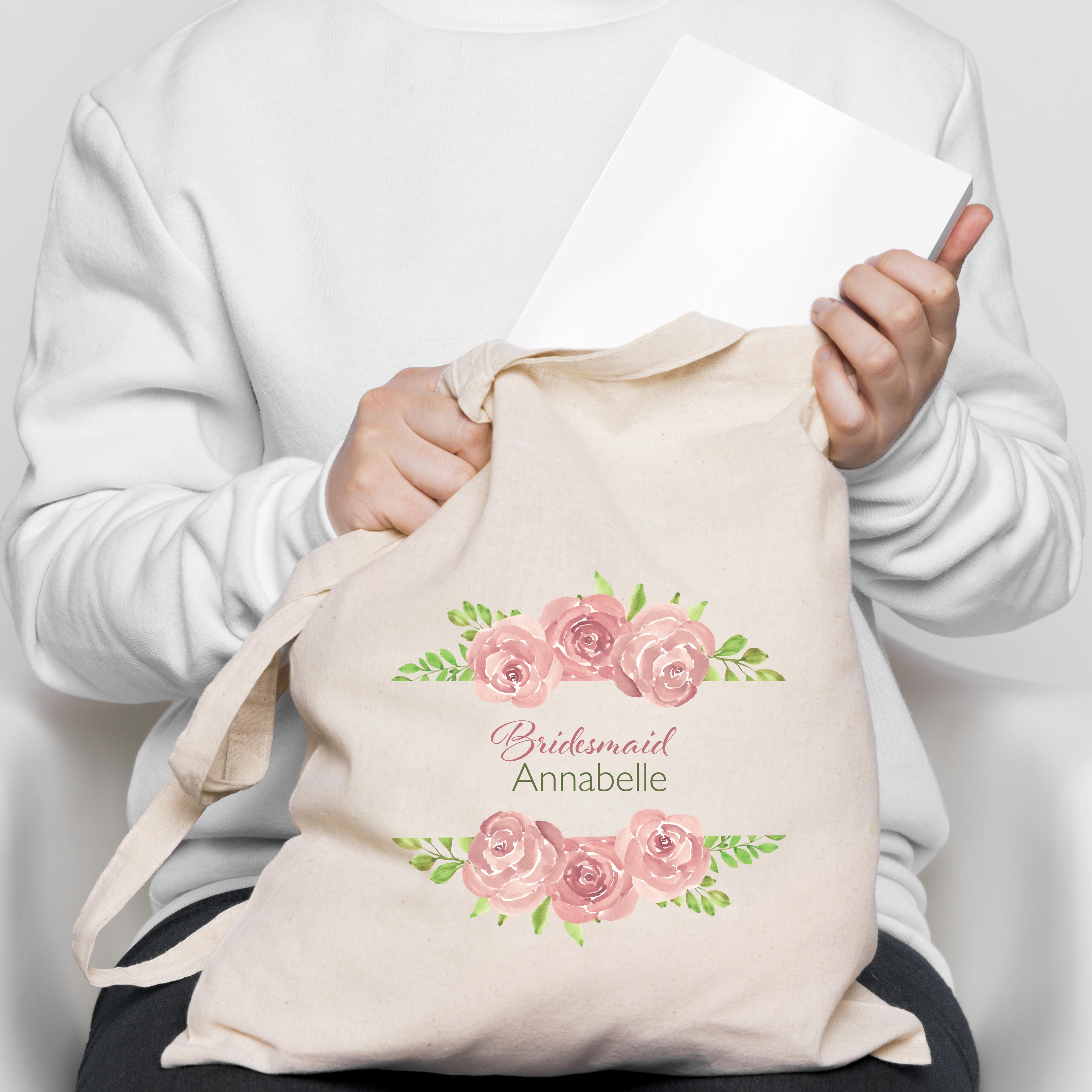 Personalised Bridal Party Tote Bag with Floral Design