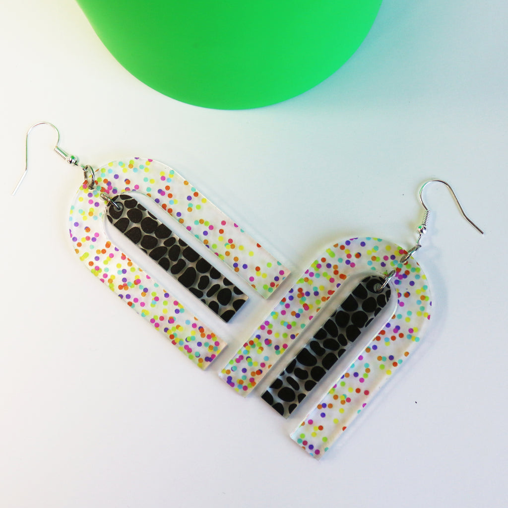 bright bold modern acrylic fashion earrings