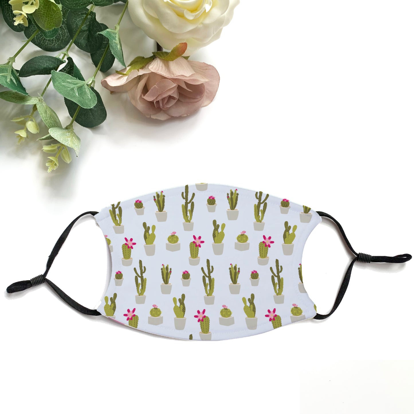 Cactus Print Double Layer Facemask, Filters Provided