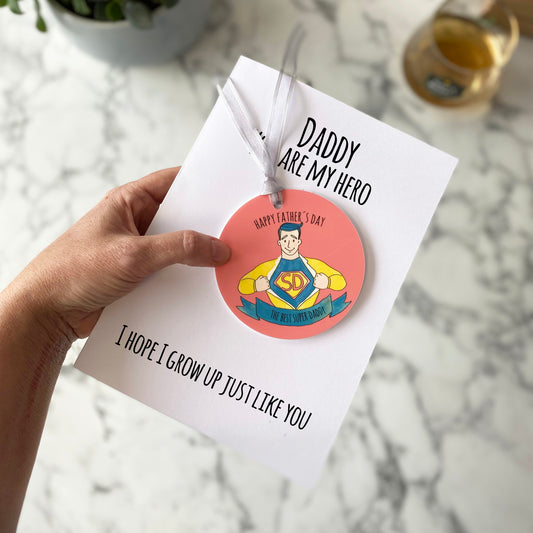 Personalised Father's Day Super Hero Card With Medal