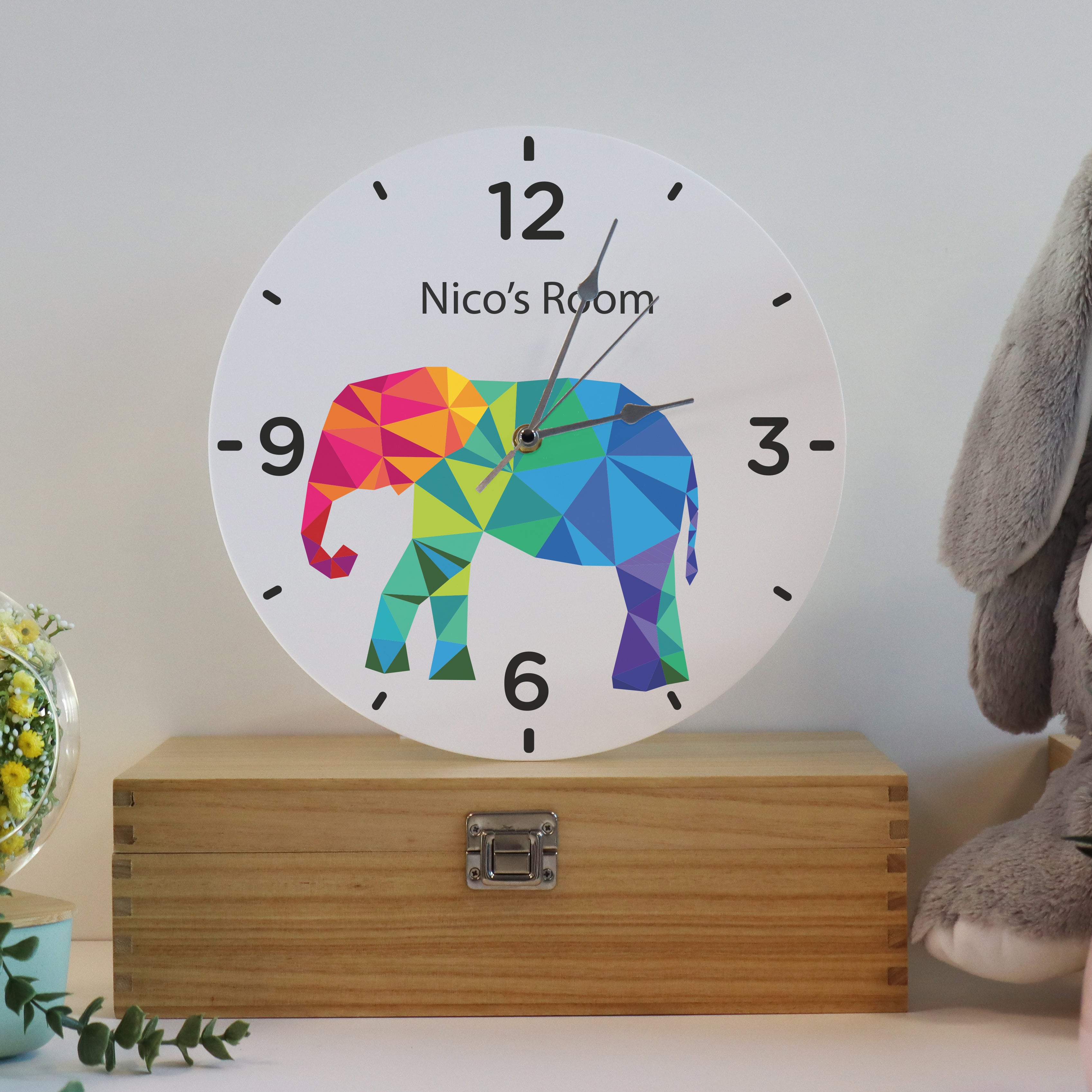 Printed Modern Elephant Children's Clock