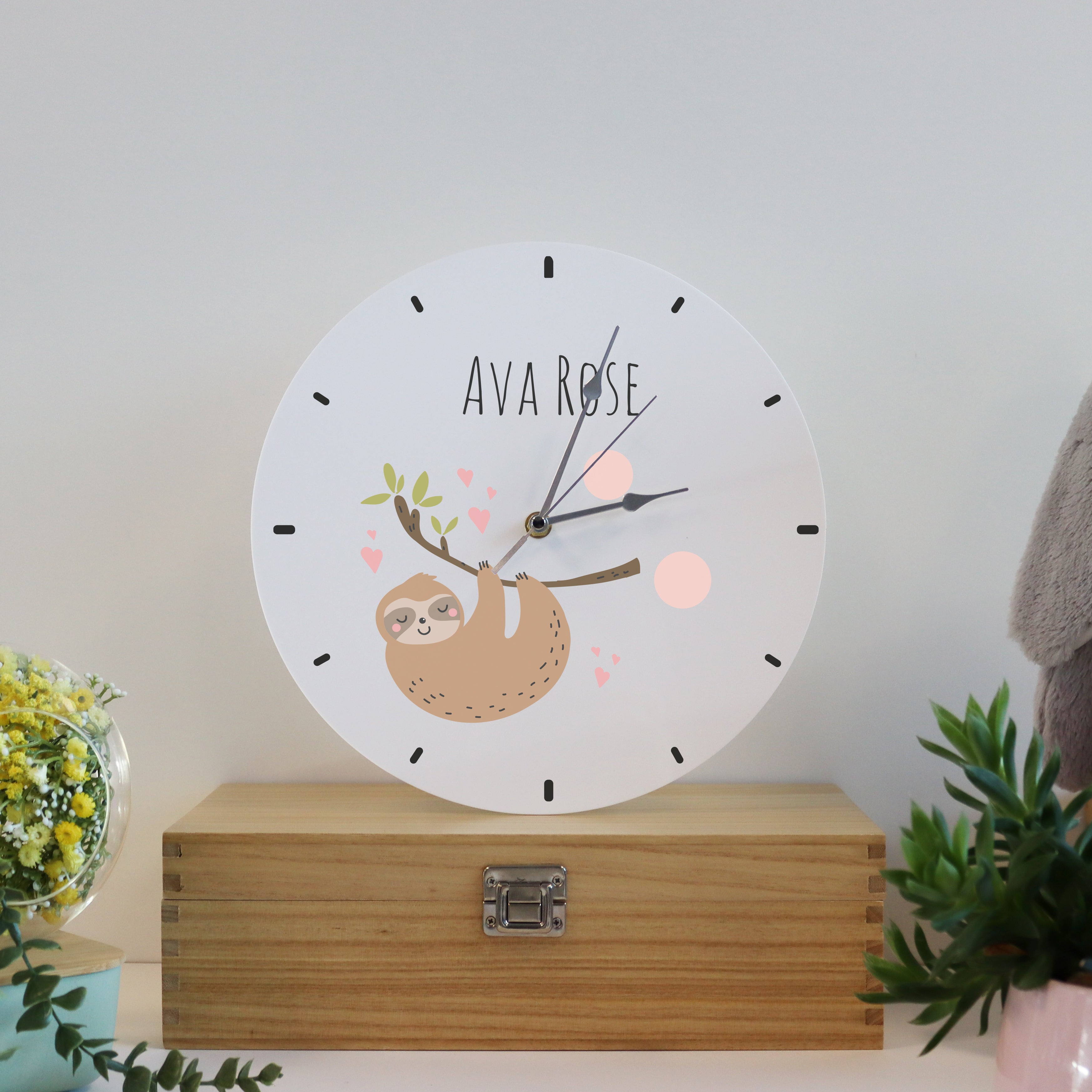 Printed Modern Sloth Children's Clock