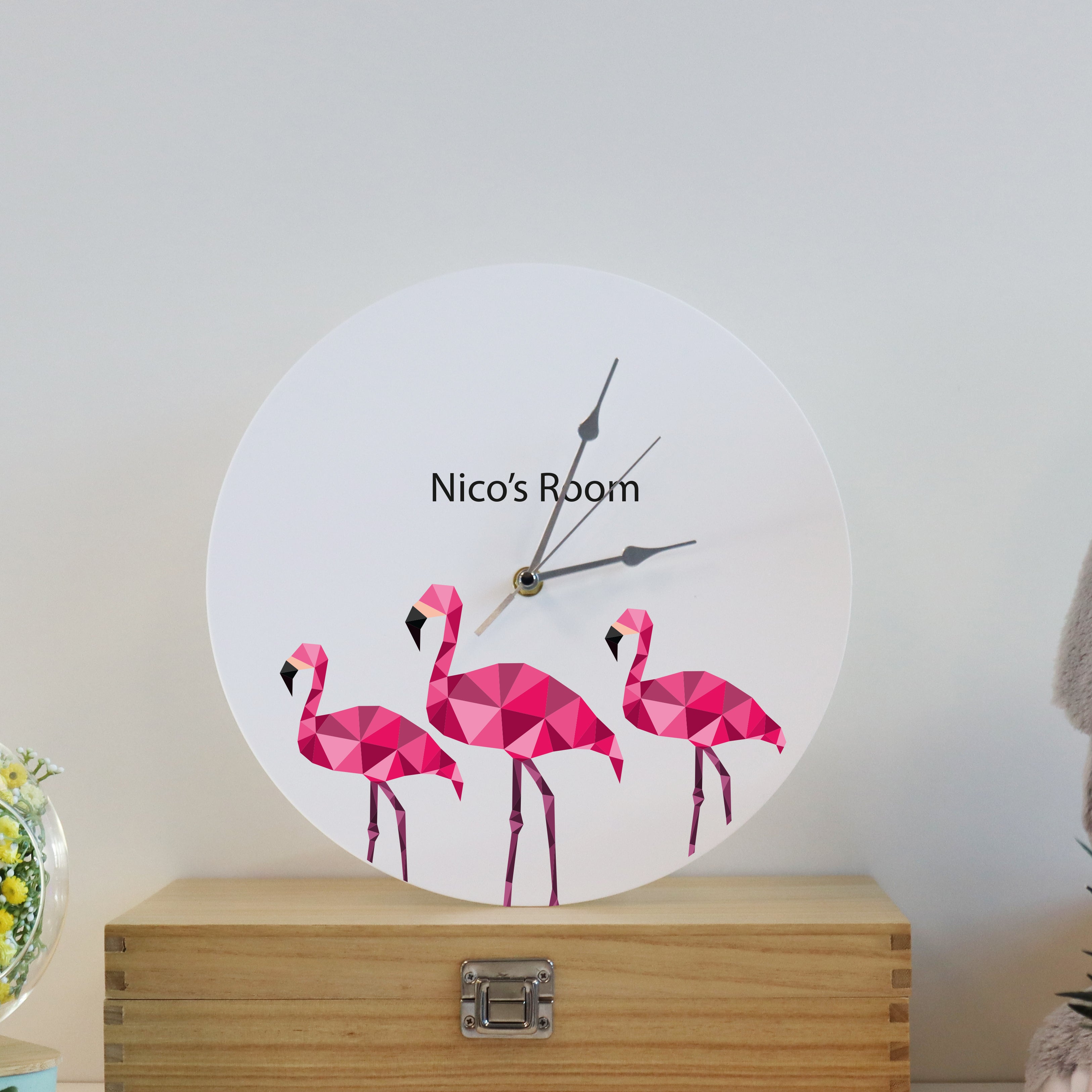 Printed Modern Flamingo Children's Clock