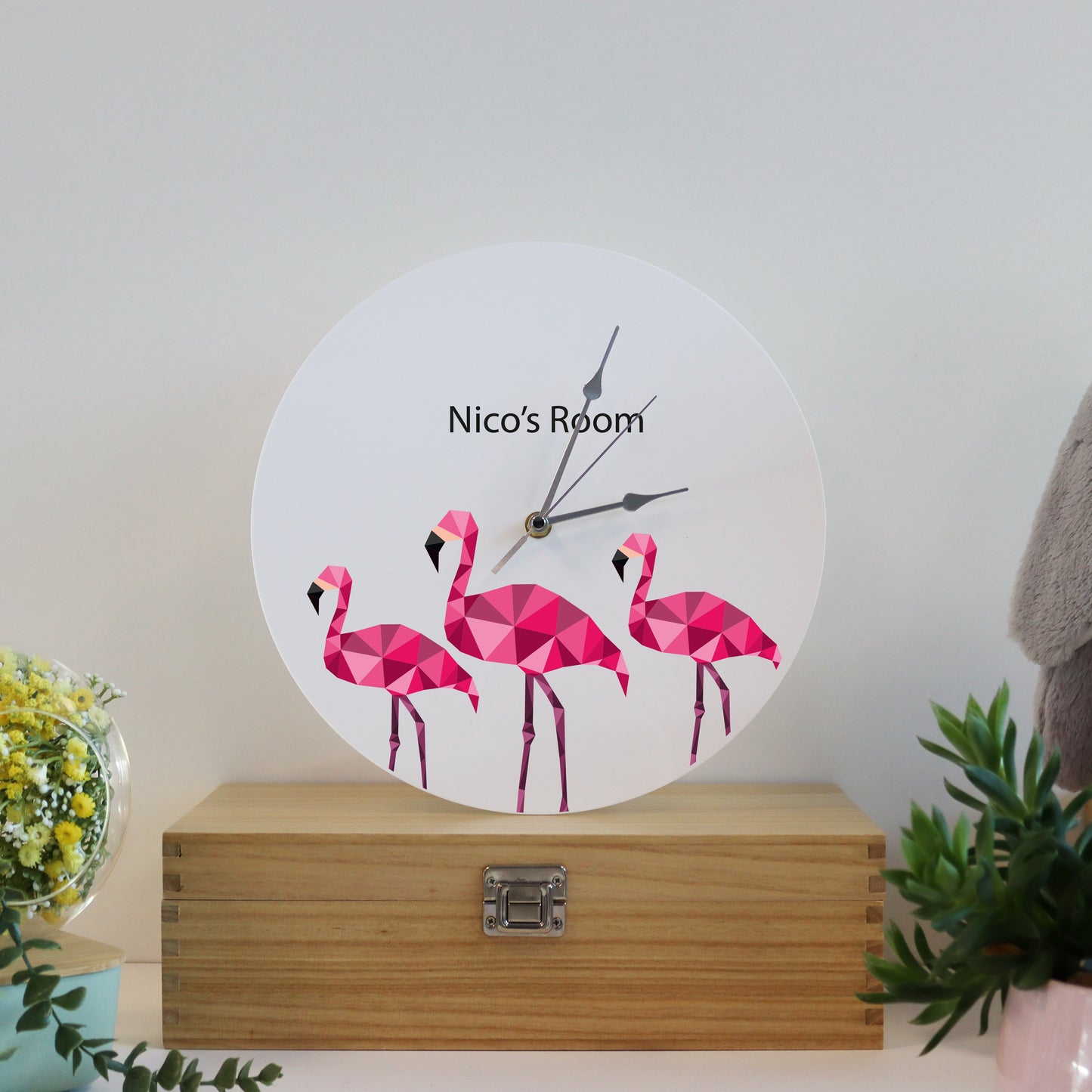 Printed Modern Flamingo Children's Clock