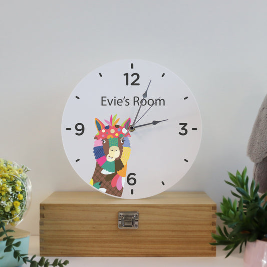 Printed Modern Llama Children's Clock