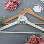 Personalised Clear Wedding Hanger Blue Rose
