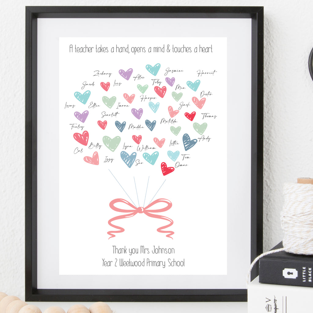 Personalised Teacher Gift Heart Print