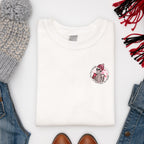 Tattoo style skeleton print design on soft white sweatshirt 