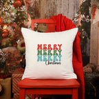 Merry, Merry, Merry Christmas Modern Cushion Cover