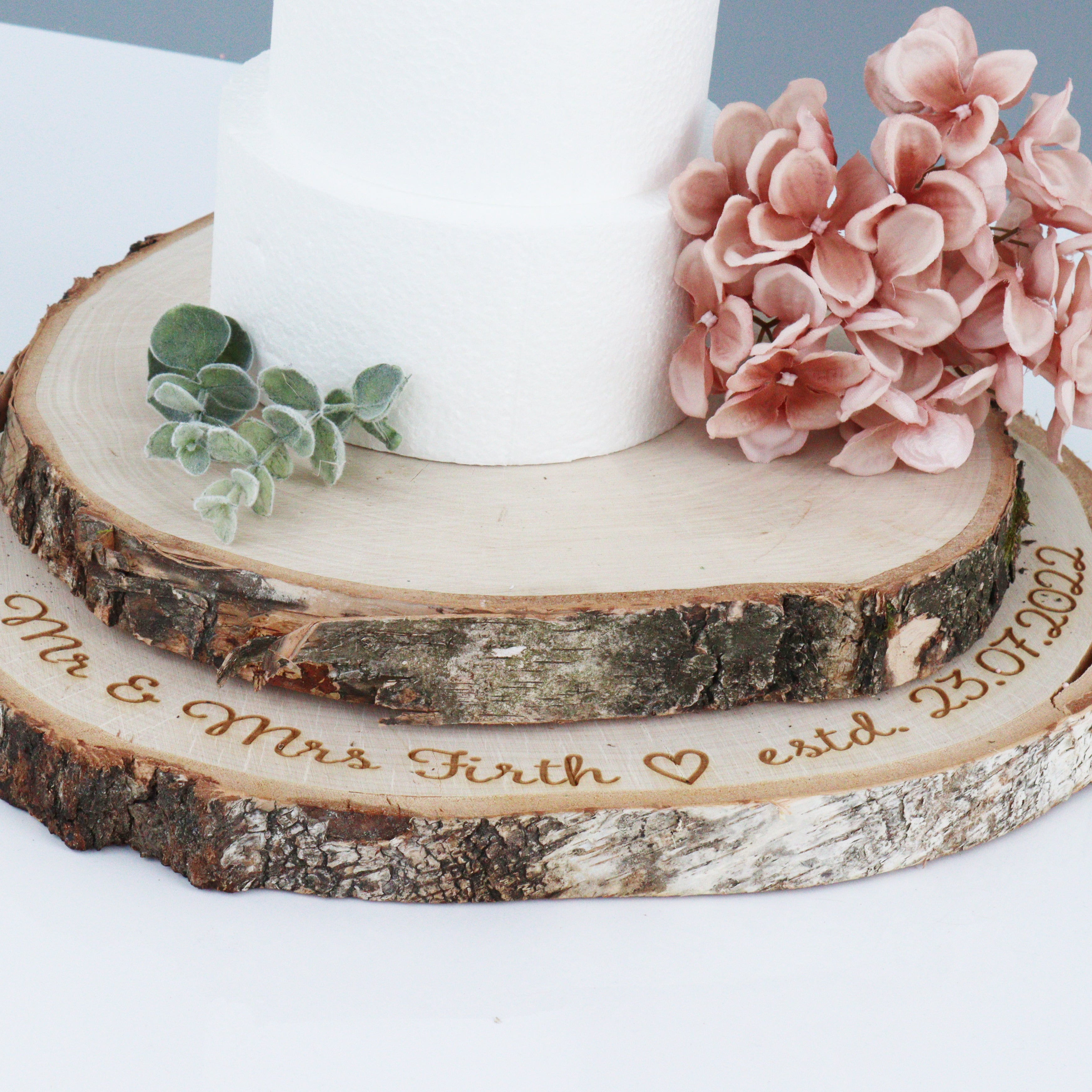 Personalised Natural Birch Log Cake Stand