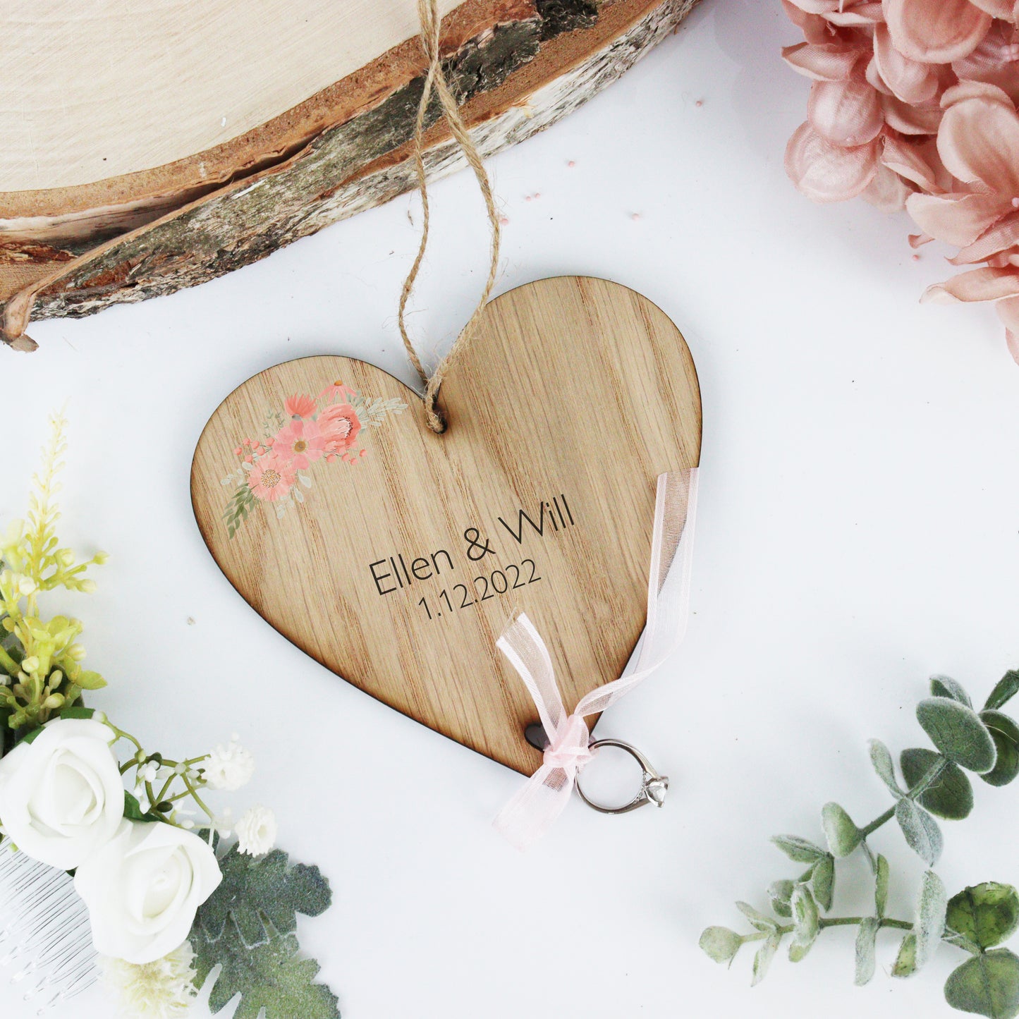 Wedding Ring Bearer Wooden Heart